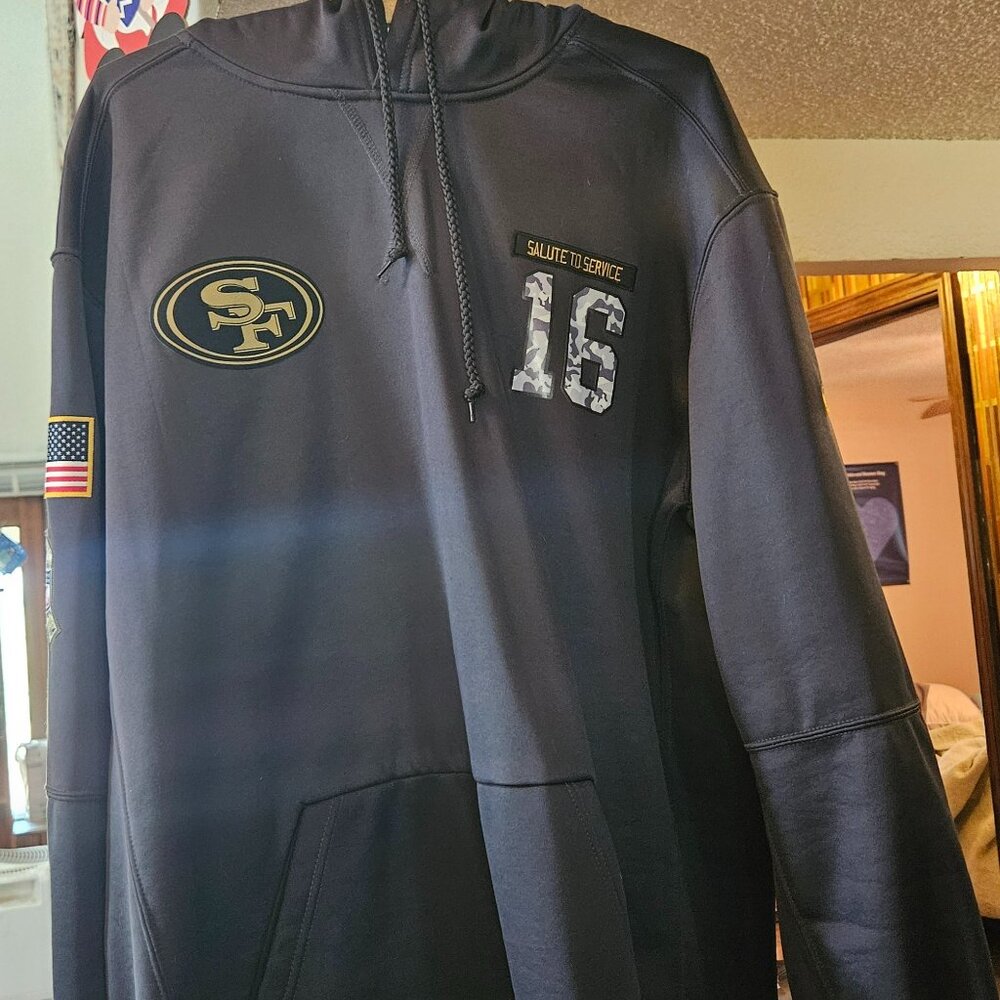 49ers Salute To Service Hoodie-NIKE NFL ONFIELD Apparel #16 Joe Montana-Mens 2XL